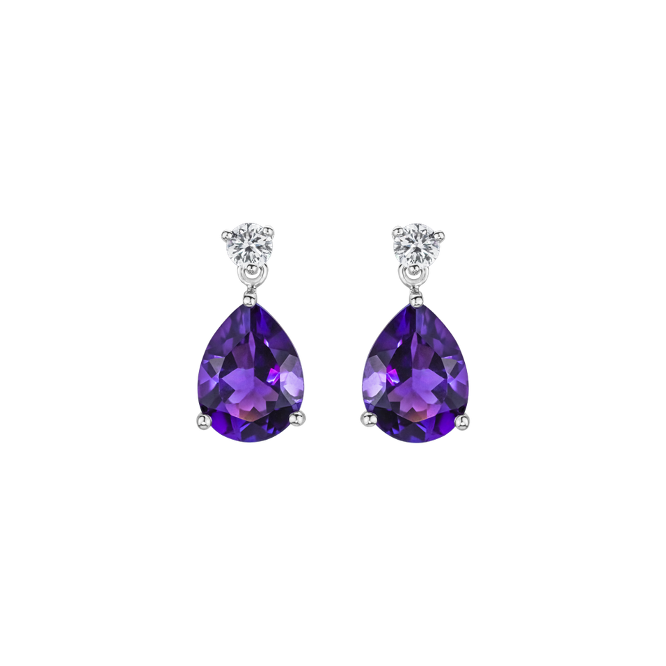 Diamond earrings with Amethyst Galatea