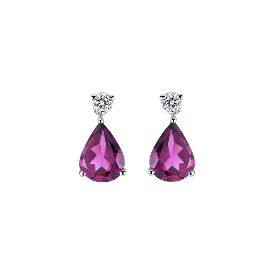 Diamond earrings with Rhodolite Galatea