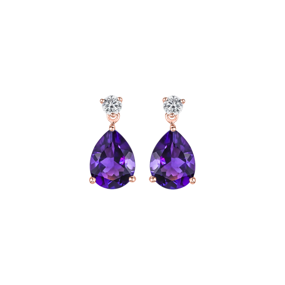 Diamond earrings with Amethyst Galatea