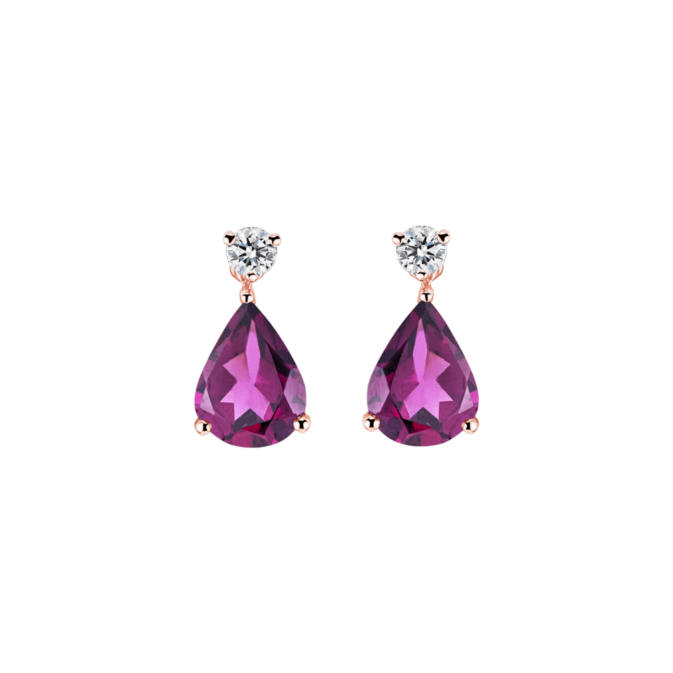 Diamond earrings with Rhodolite Galatea