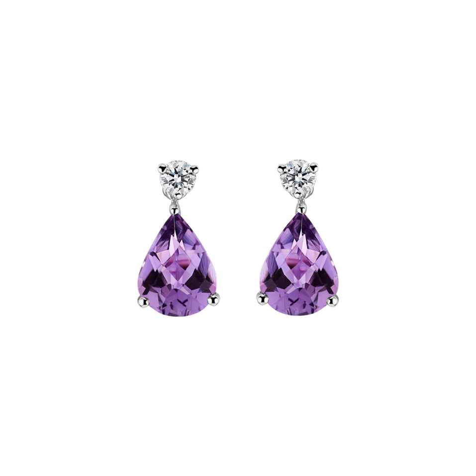 Diamond earrings with Amethyst Ismene