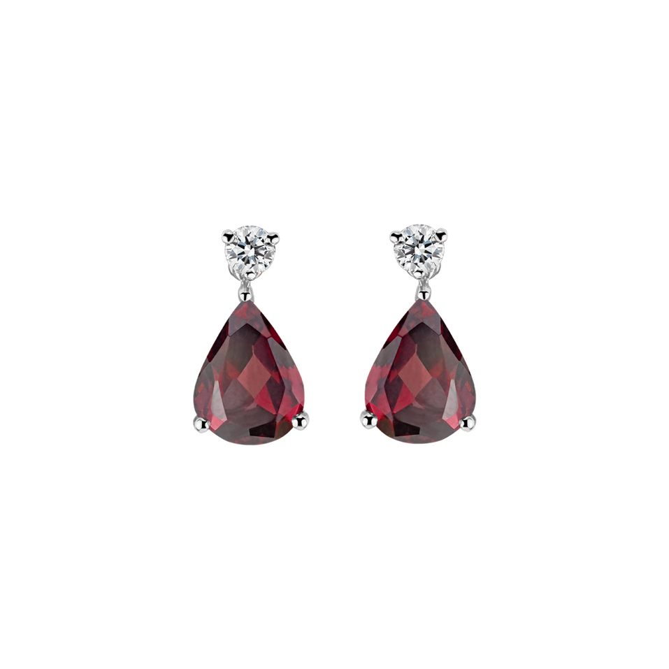 Diamond earrings with Rhodolite Ismene