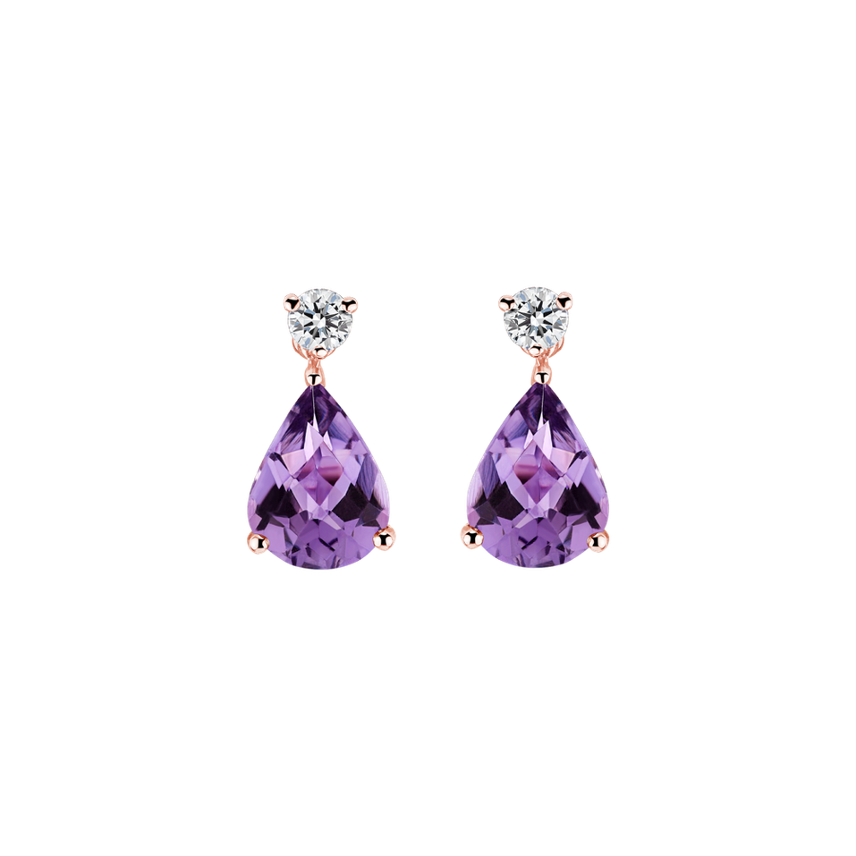 Diamond earrings with Amethyst Ismene