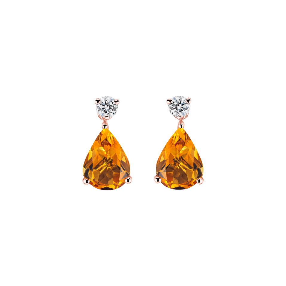 Diamond earrings with Citrine Ismene