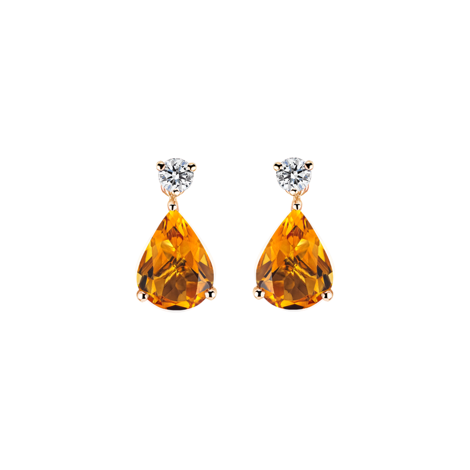 Diamond earrings with Citrine Ismene