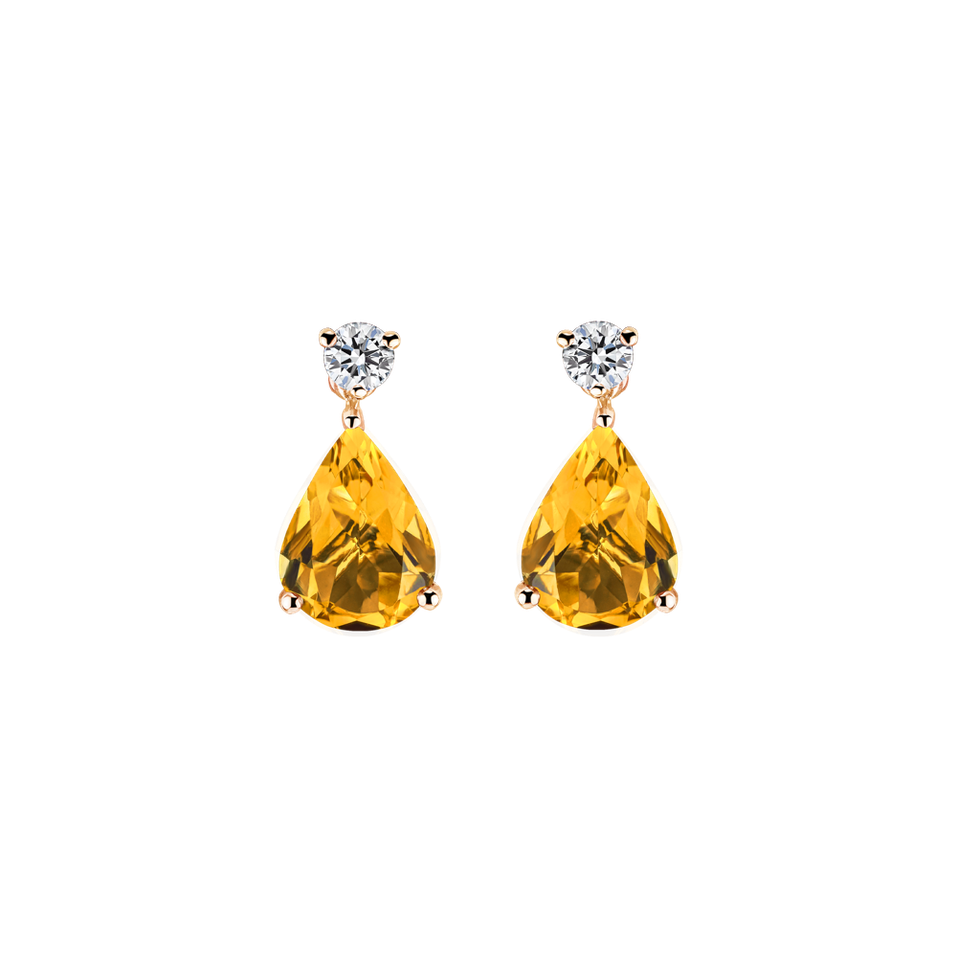 Diamond earrings with Citrine Ismene