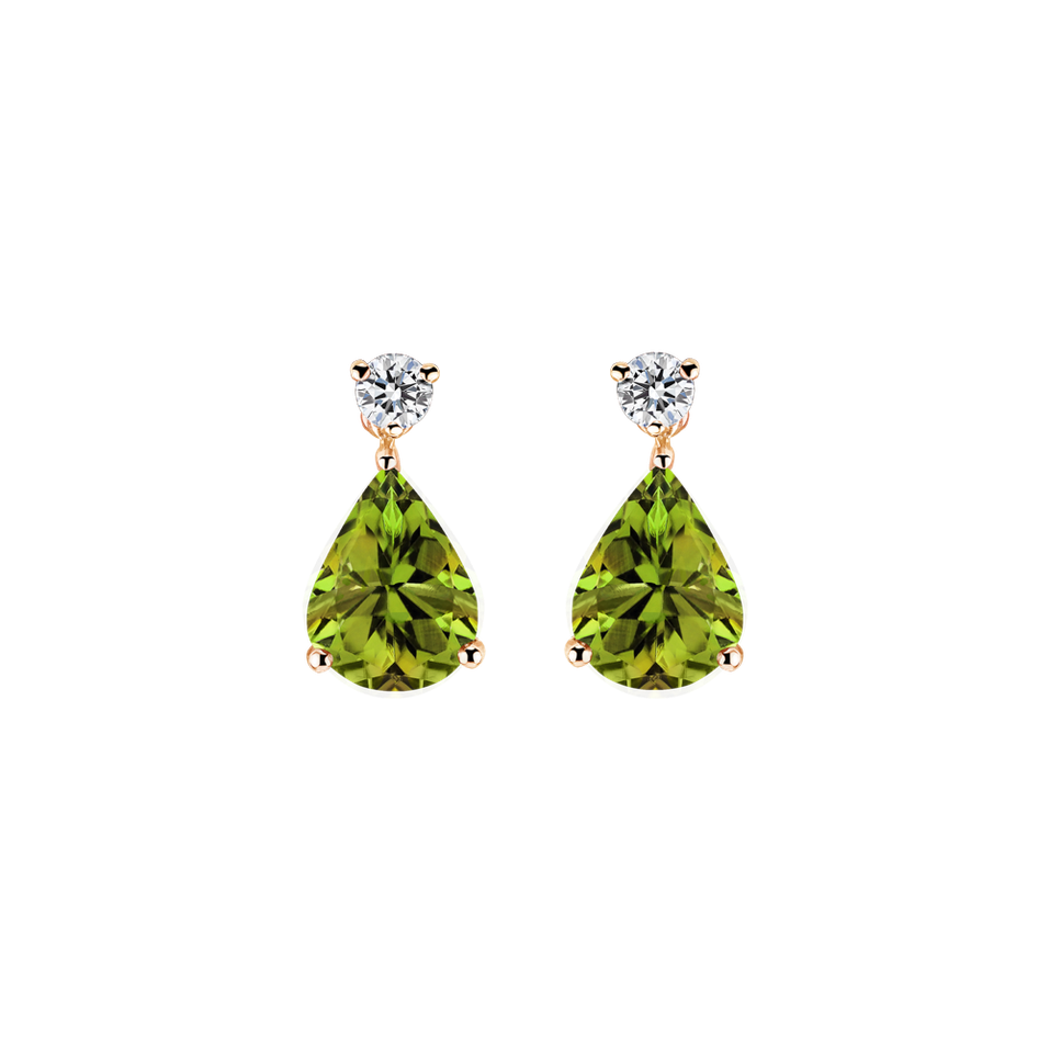 Diamond earrings with Peridot Ismene