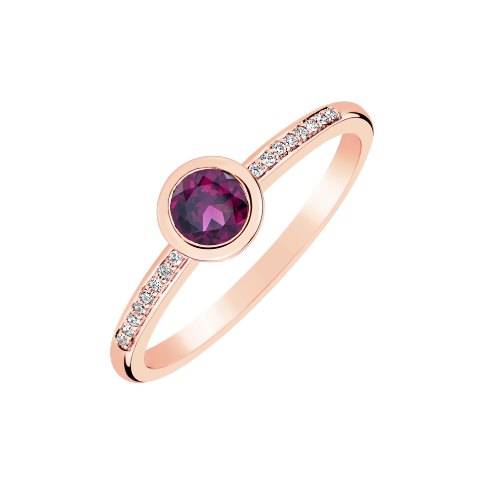 Diamond ring with Rhodolite Regal Elegance