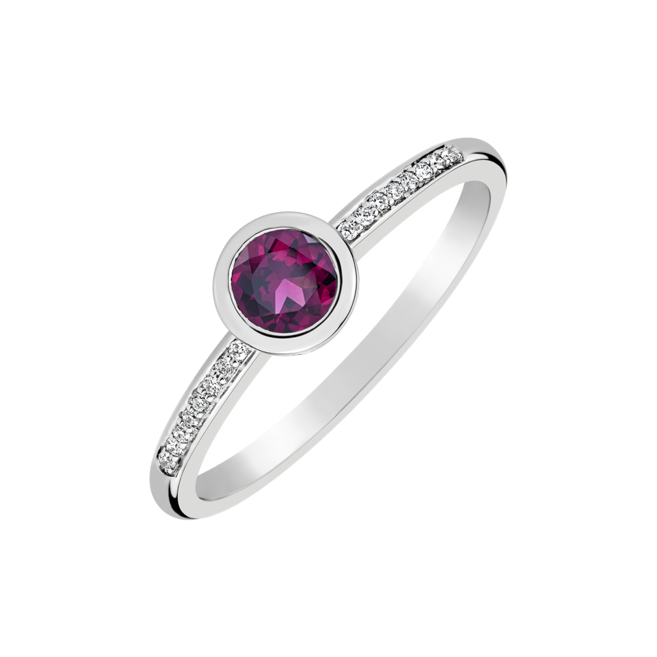 Diamond ring with Rhodolite Regal Elegance