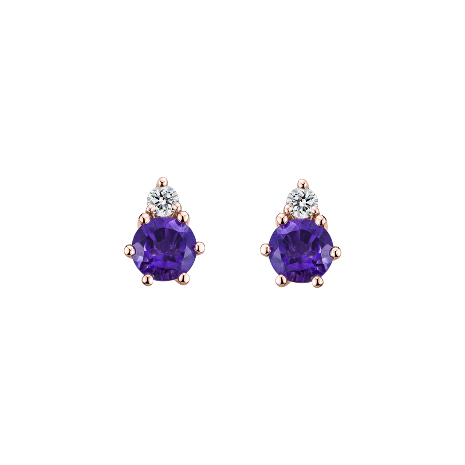 Diamond earrings with Amethyst Lux