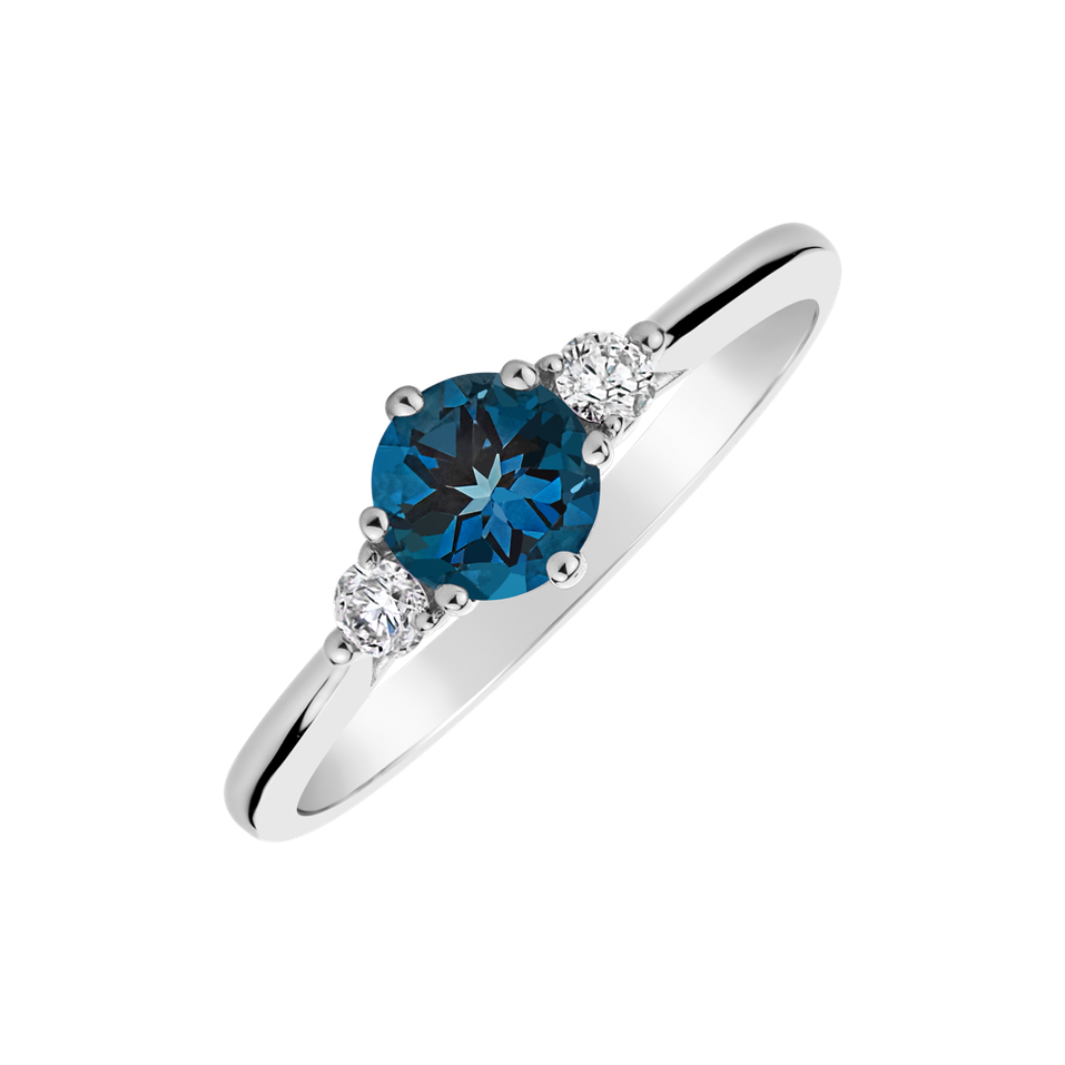 Diamond ring with Topaz Midnight Serenity