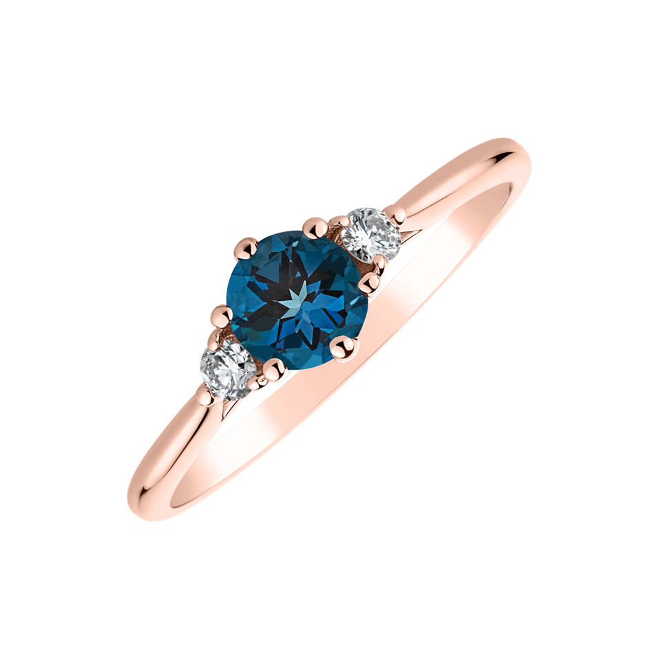 Diamond ring with Topaz Midnight Serenity