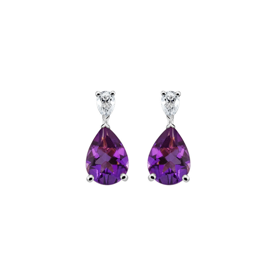 Diamond earrings with Amethyst Whispers of Avalon