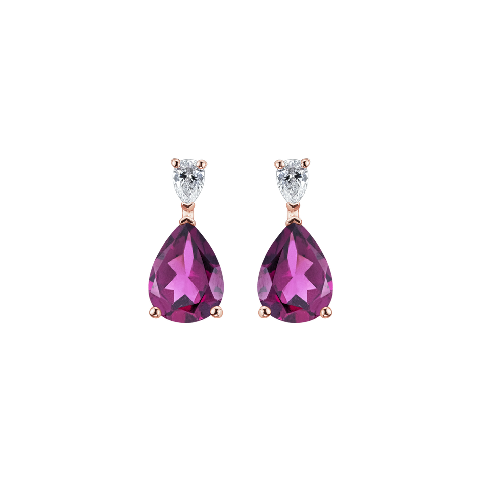 Diamond earrings with Rhodolite Whispers of Avalon