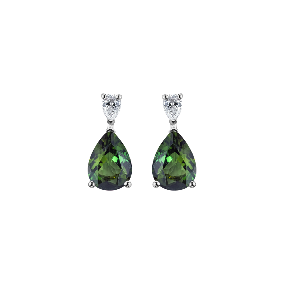 Diamond earrings with Tourmaline Whispers of Avalon