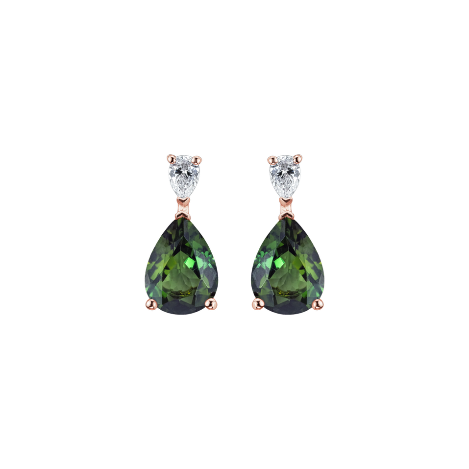 Diamond earrings with Tourmaline Whispers of Avalon