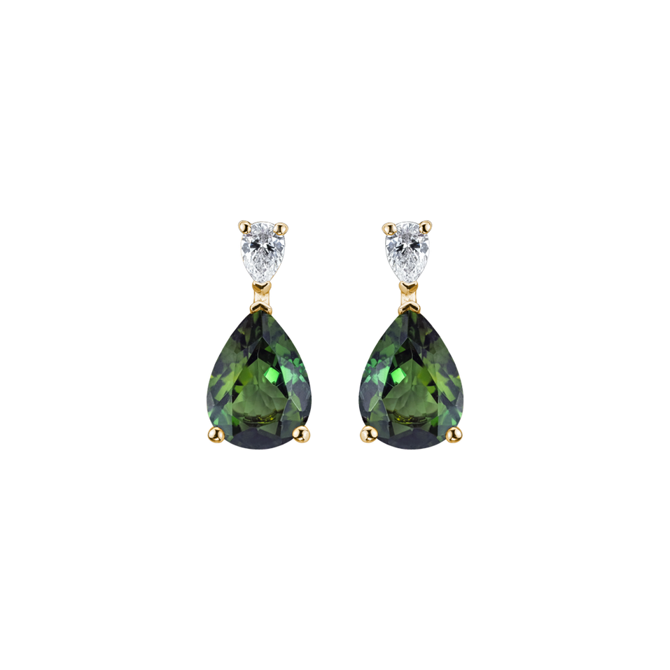 Diamond earrings with Tourmaline Whispers of Avalon