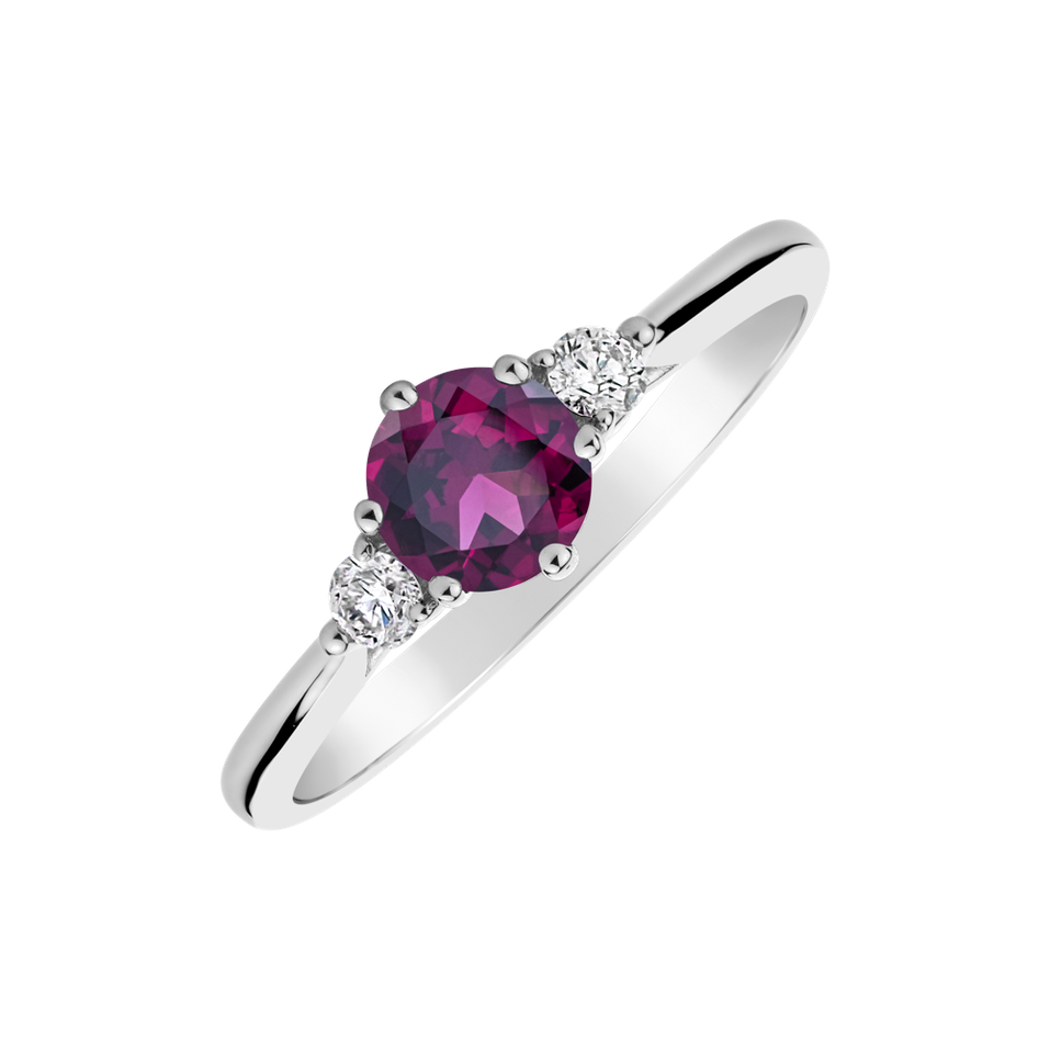 Diamond ring with Rhodolite Midnight Serenity