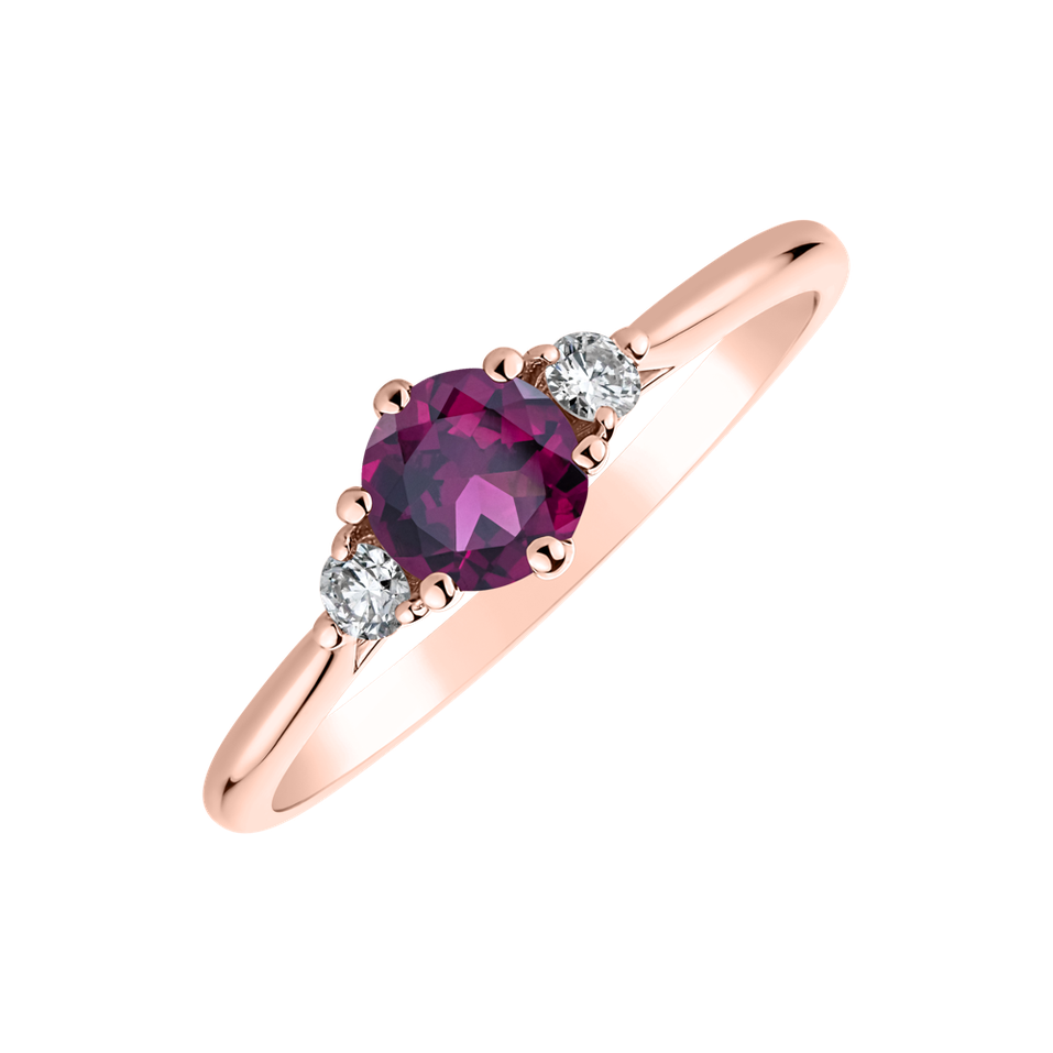 Diamond ring with Rhodolite Midnight Serenity