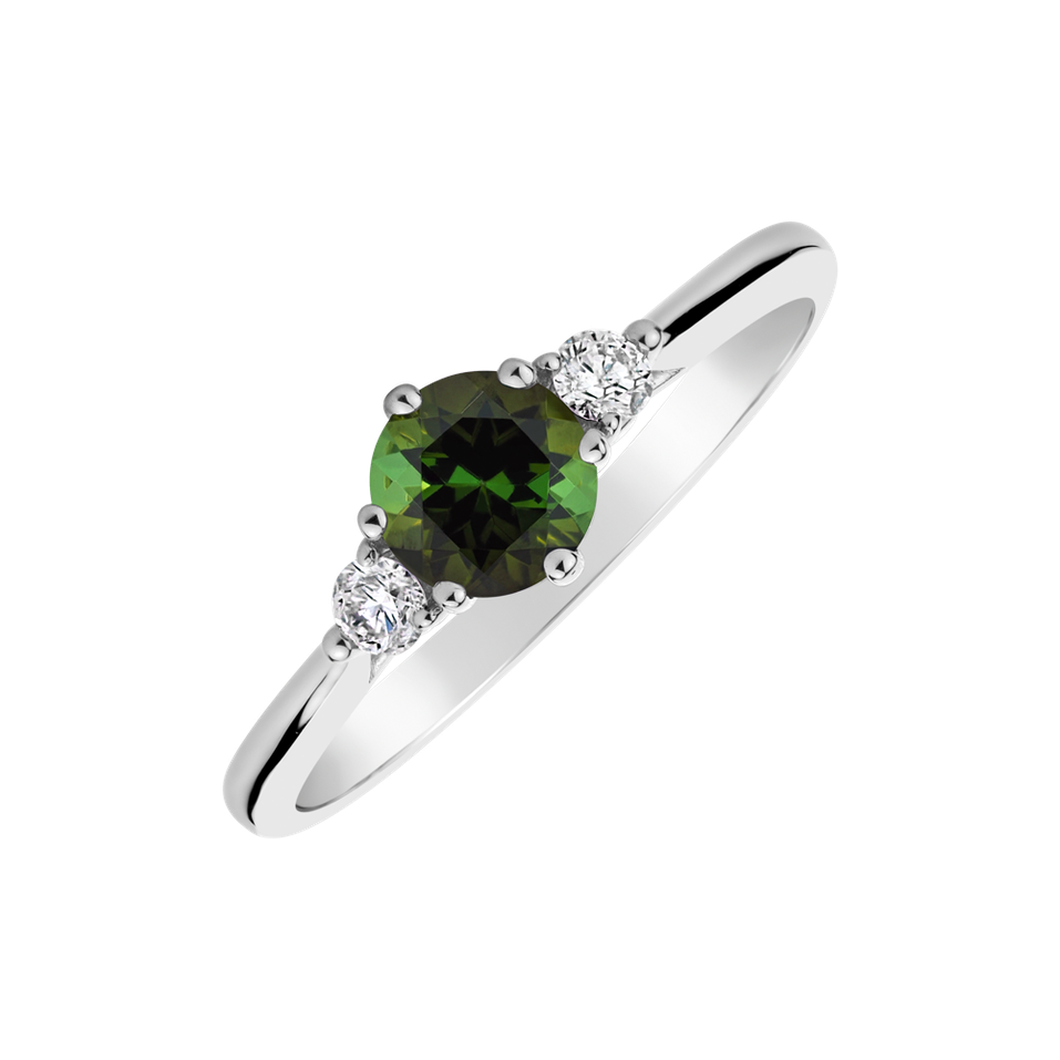 Diamond ring with Tourmaline Midnight Serenity