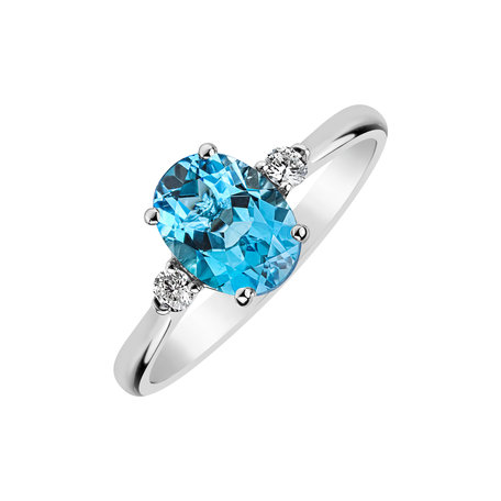 Diamond ring with Topaz Aqua Storm