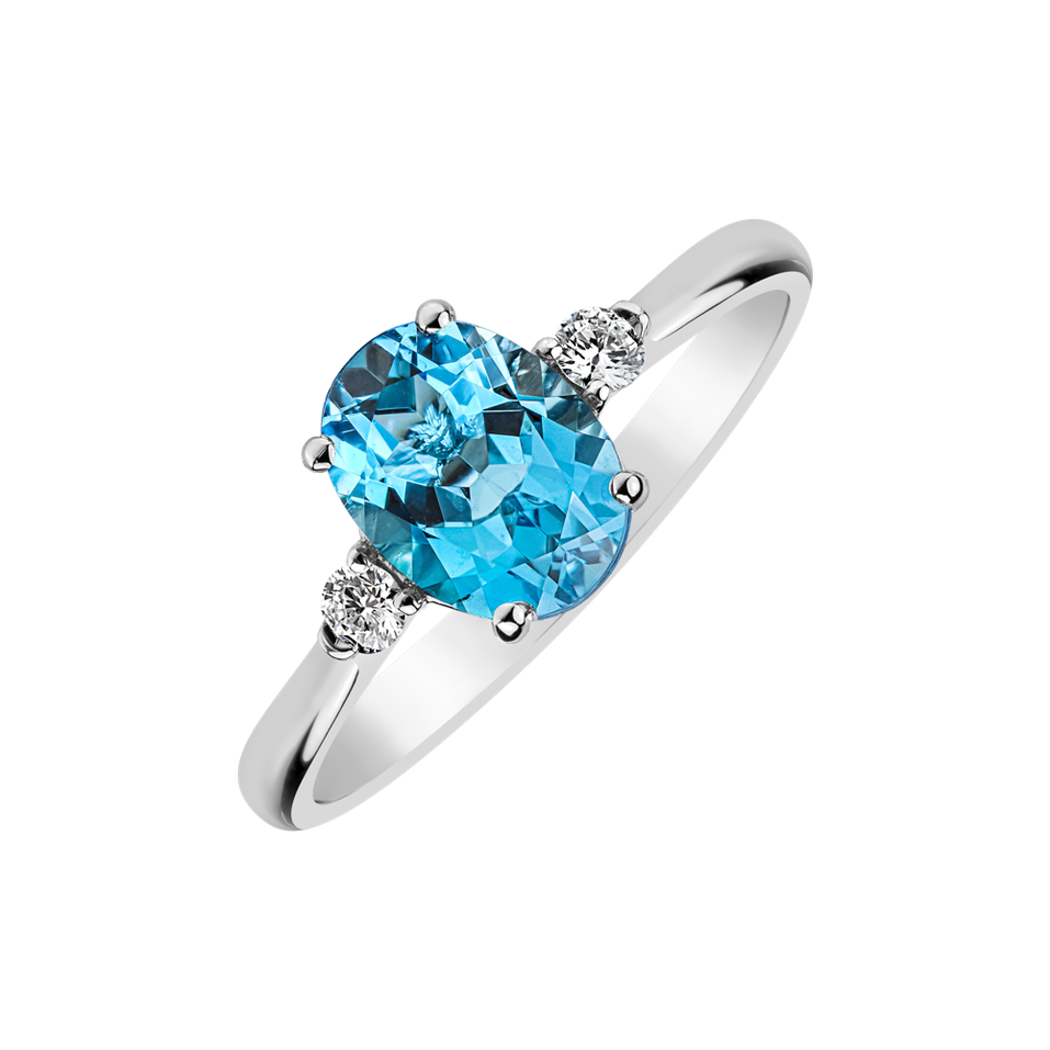 Diamond ring with Topaz Aqua Storm