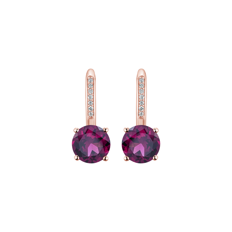 Diamond earrings with Rhodolite Carlo