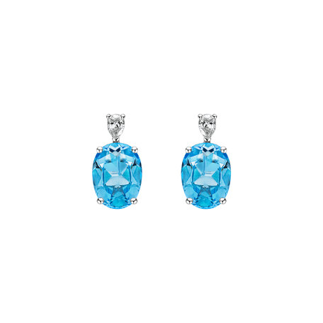 Diamond earrings with Topaz Royal Aura