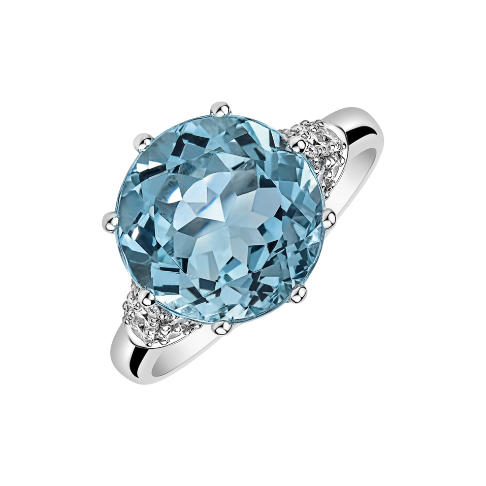 Diamond ring with Aquamarine Caribbean Charm