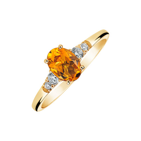 Diamond ring with Citrine Sparking Flames