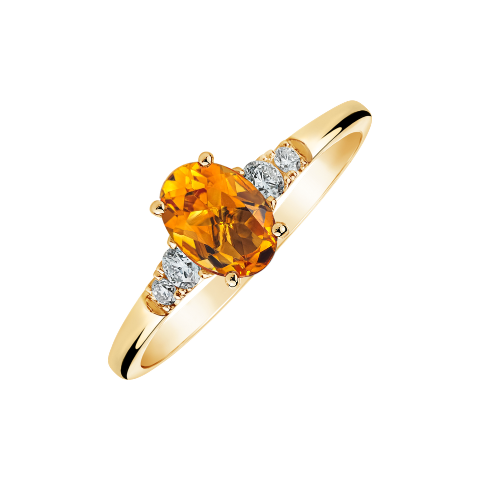 Diamond ring with Citrine Sparking Flames