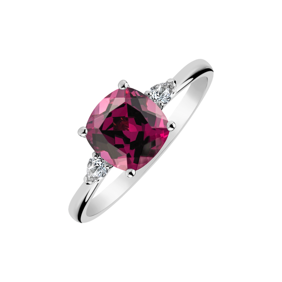 Diamond ring with Rhodolite Marigold