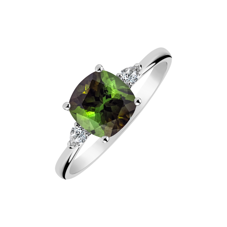 Diamond ring with Tourmaline Marigold