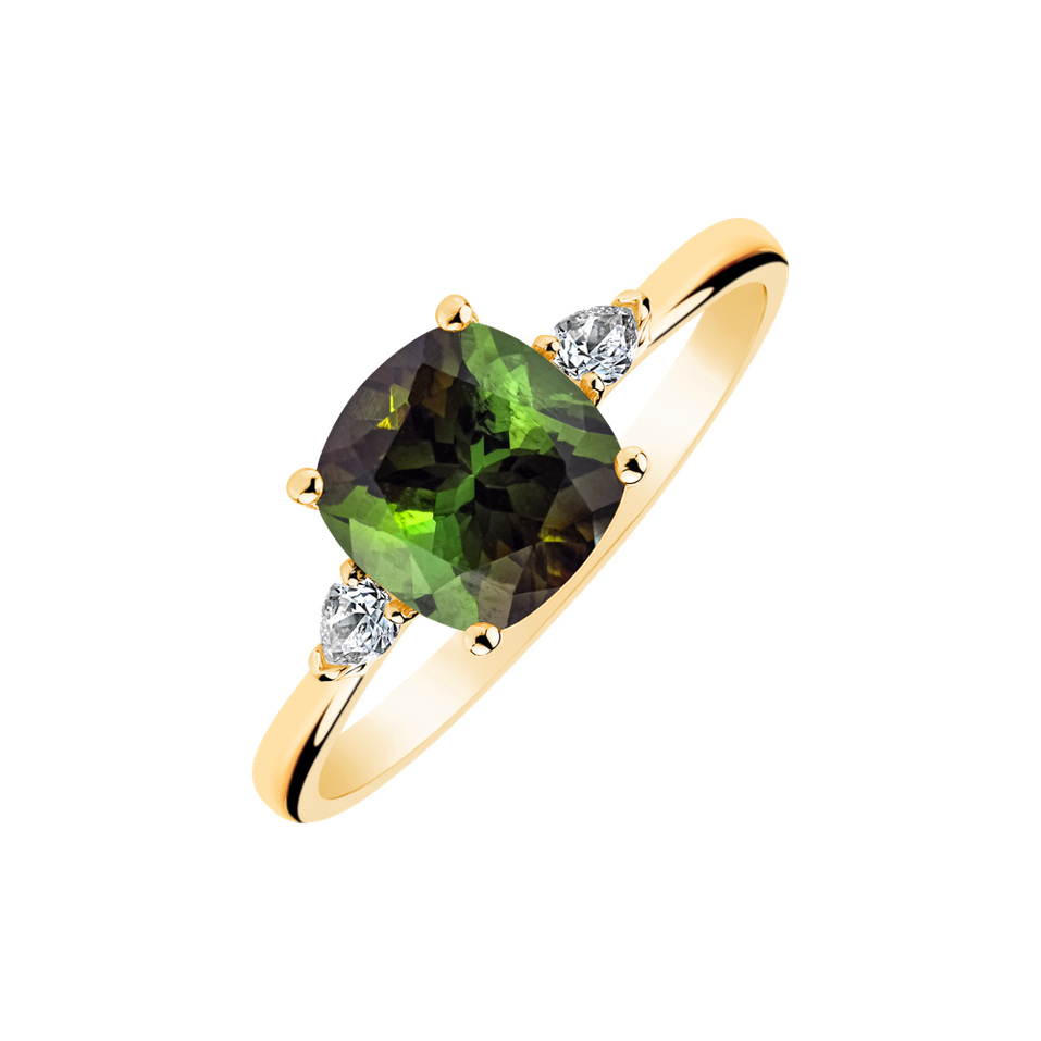 Diamond ring with Tourmaline Marigold