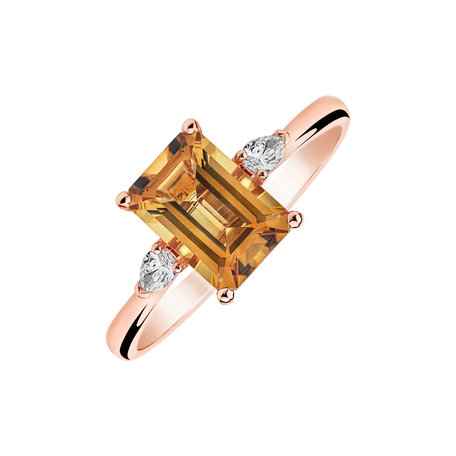 Diamond ring with Citrine Fiery Cordelia