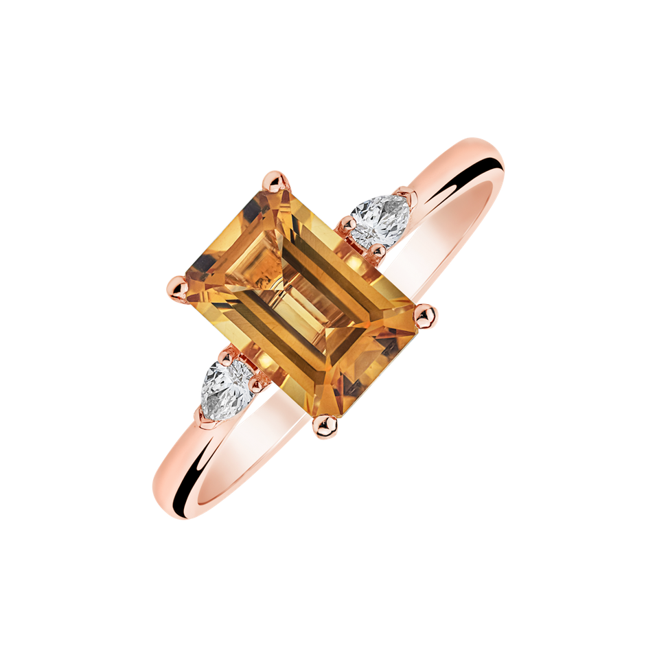 Diamond ring with Citrine Fiery Cordelia