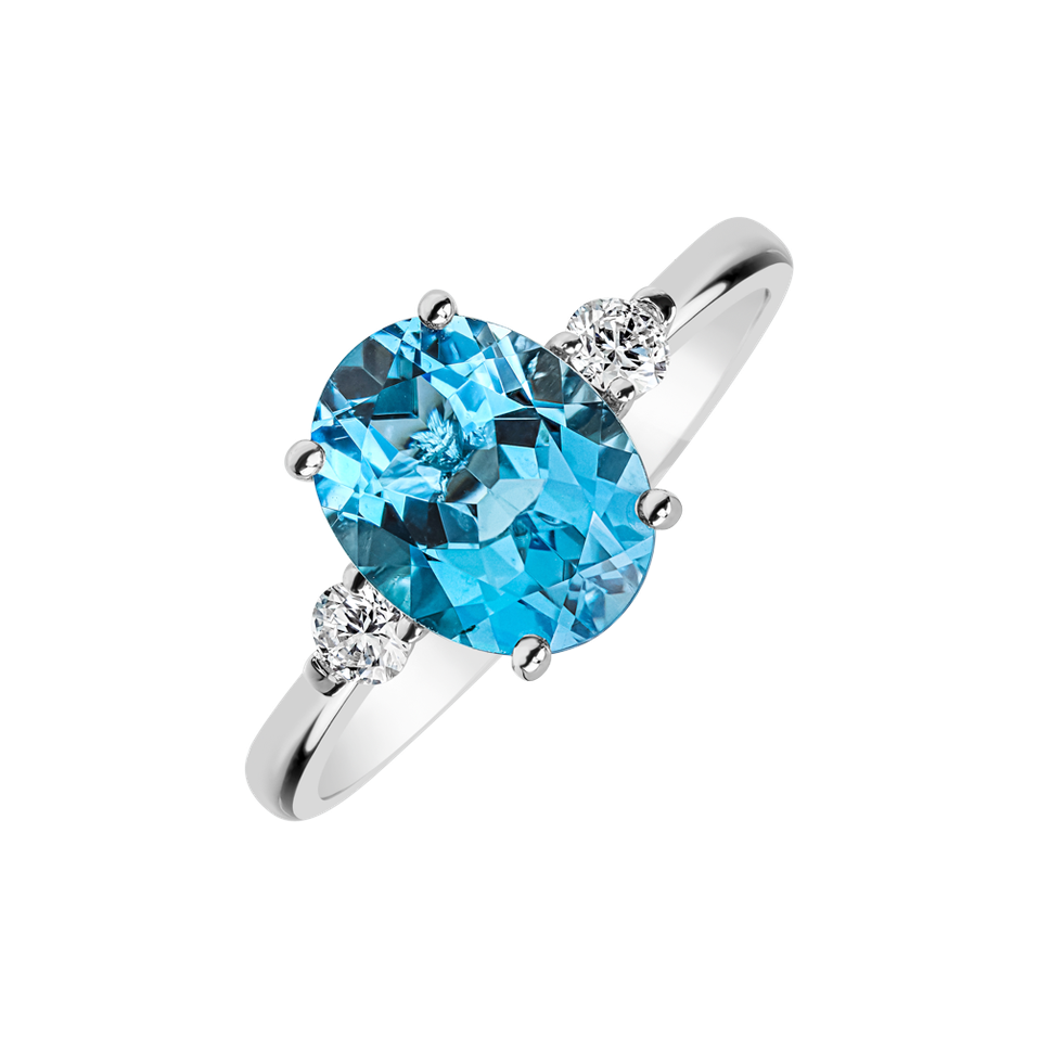 Diamond ring with Topaz Aqua Storm