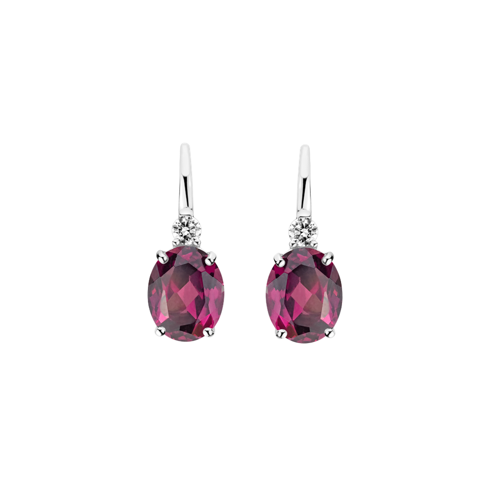 Diamond earrings with Rhodolite Juliette