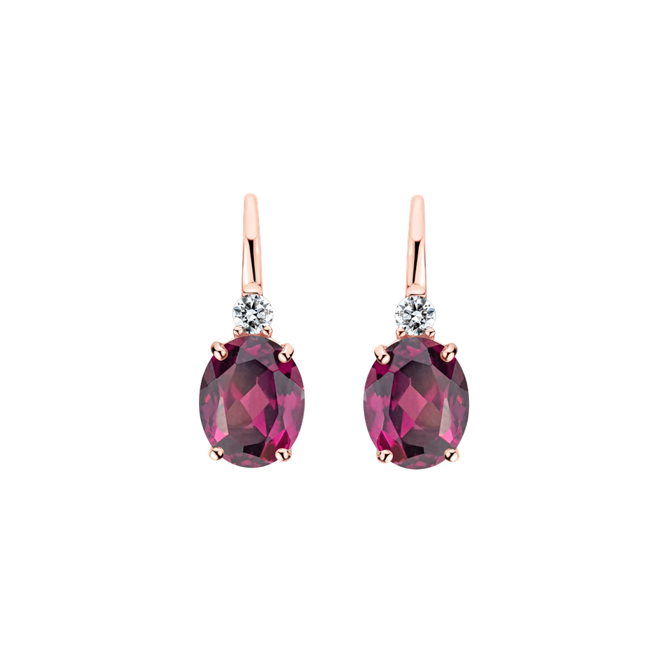 Diamond earrings with Rhodolite Juliette