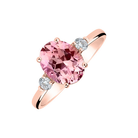 Diamond ring with Tourmaline Blush Blossom