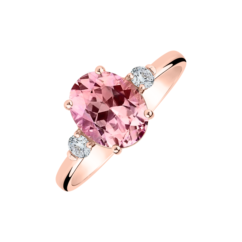 Diamond ring with Tourmaline Blush Blossom