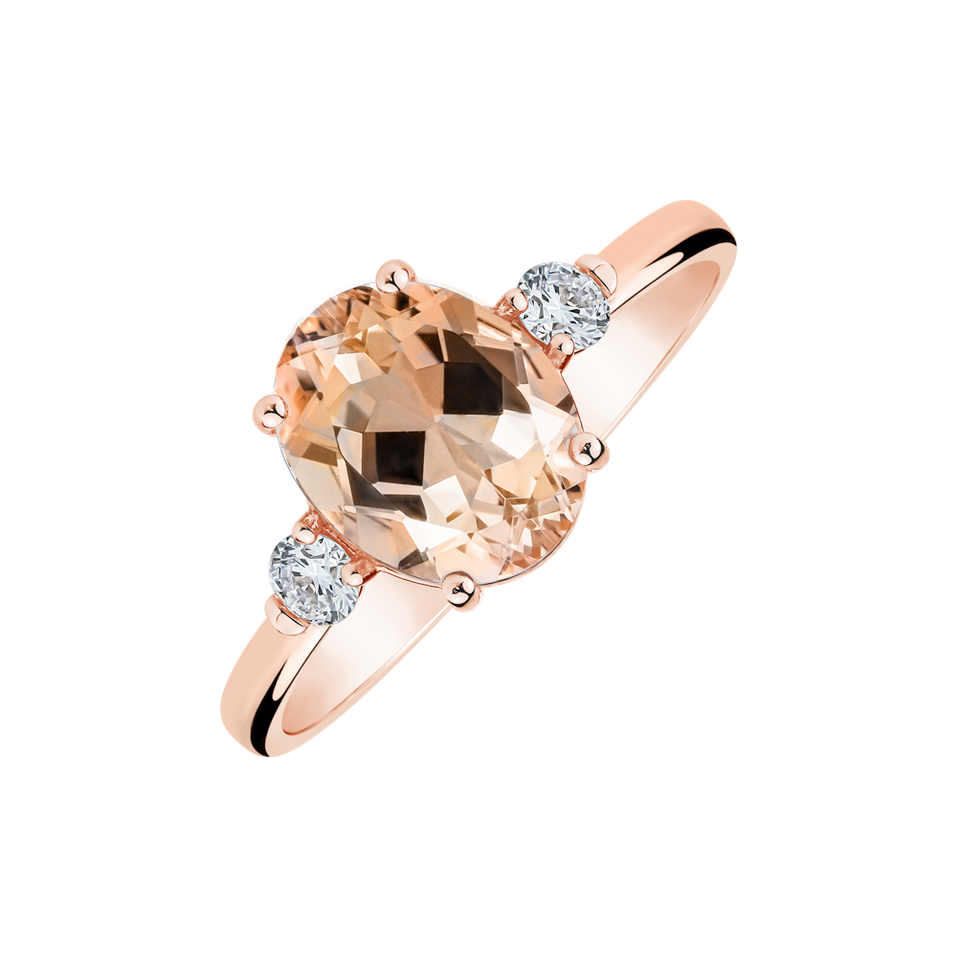 Diamond ring with Morganite Clementine Haze