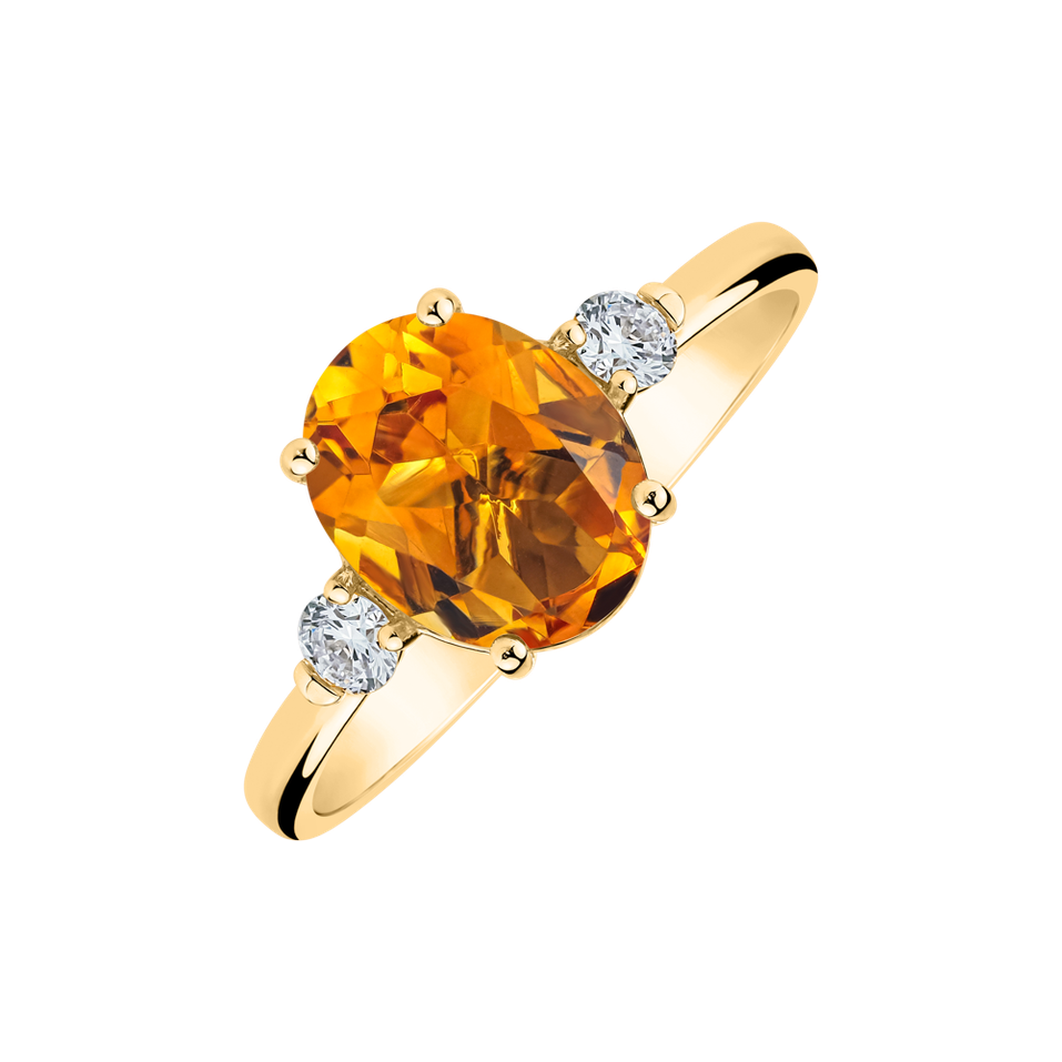 Diamond ring with Citrine Sunset Blaze