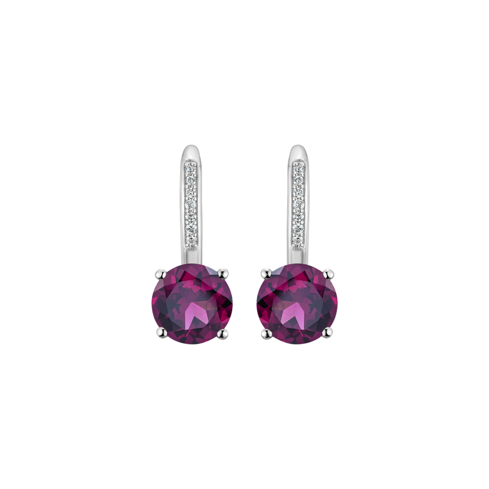 Diamond earrings with Rhodolite Carlo