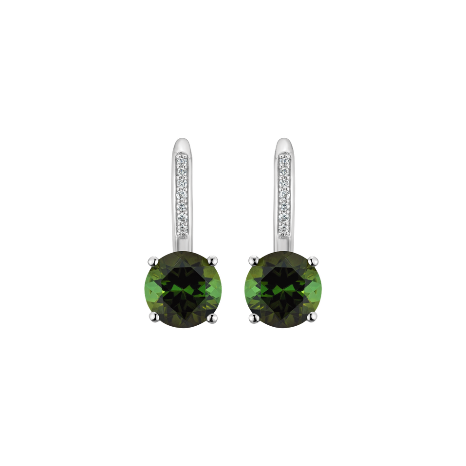 Diamond earrings with Tourmaline Carlo