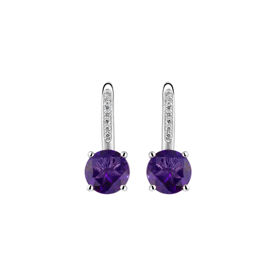 Diamond earrings with Amethyst Carlo