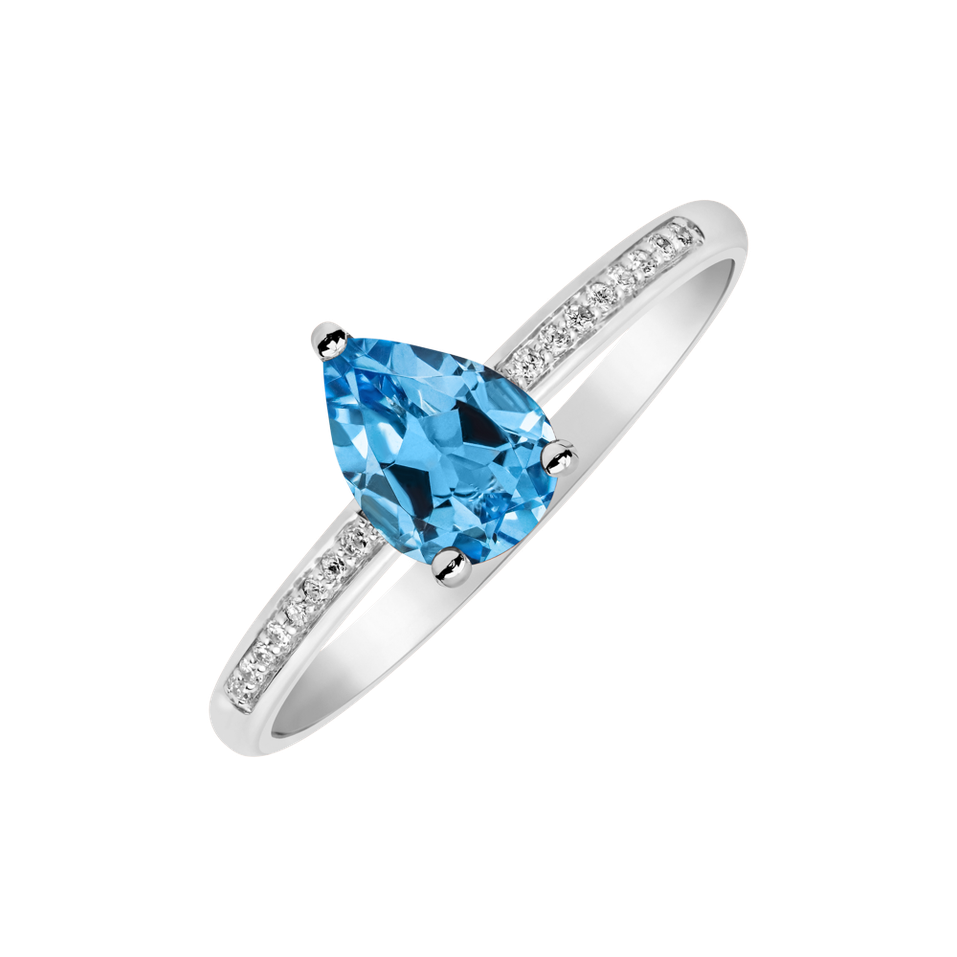 Diamond ring with Topaz Tearfall