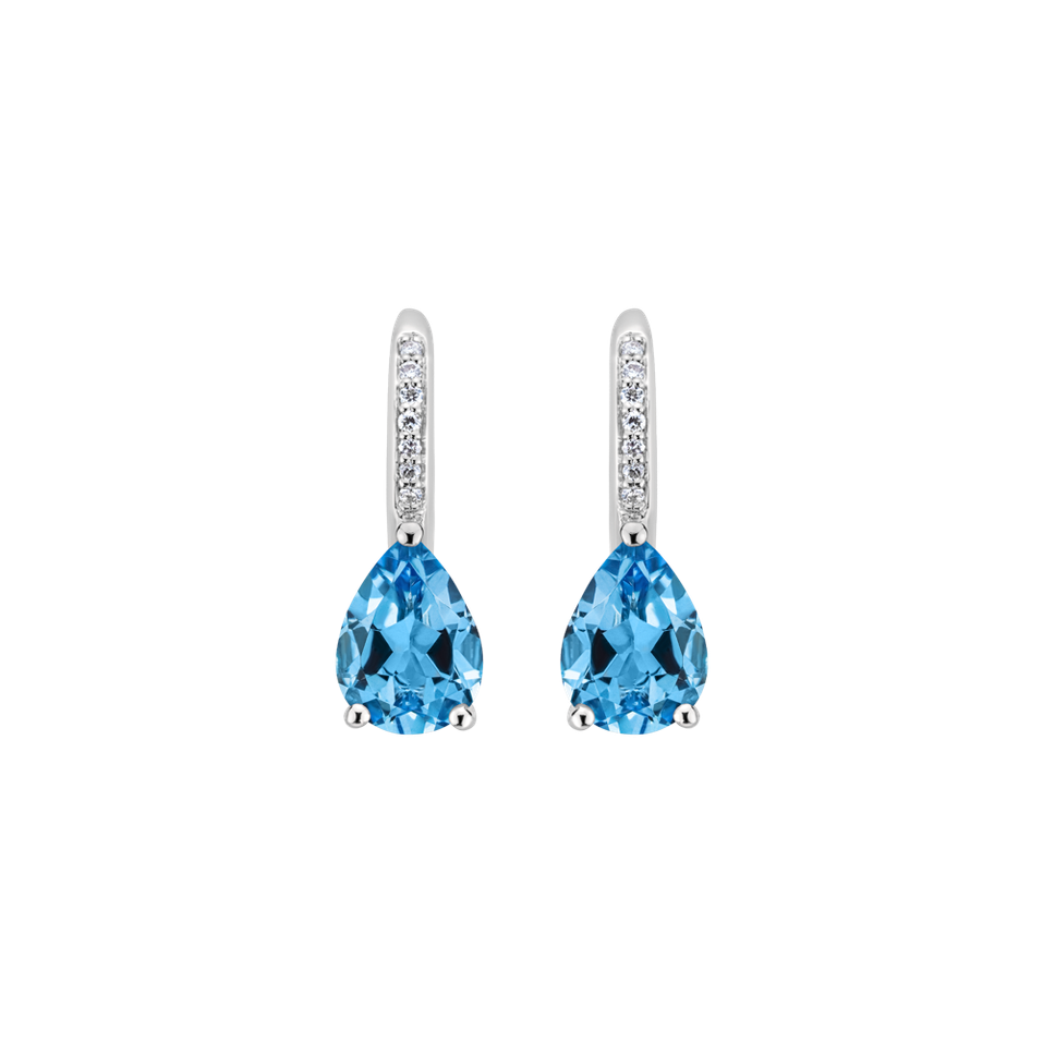 Diamond earrings with Topaz Tearfall