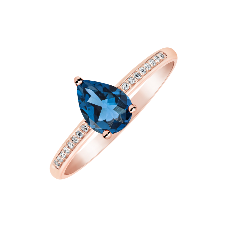 Diamond ring with Topaz Tearfall