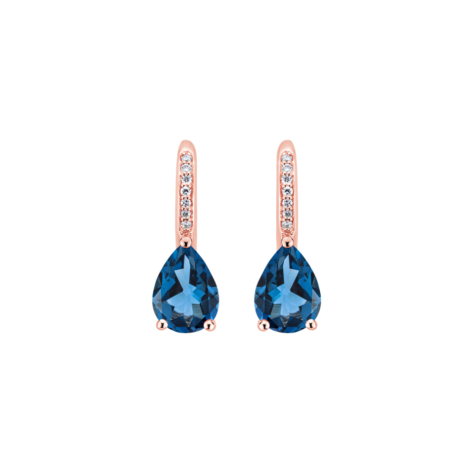 Diamond earrings with Topaz Tearfall